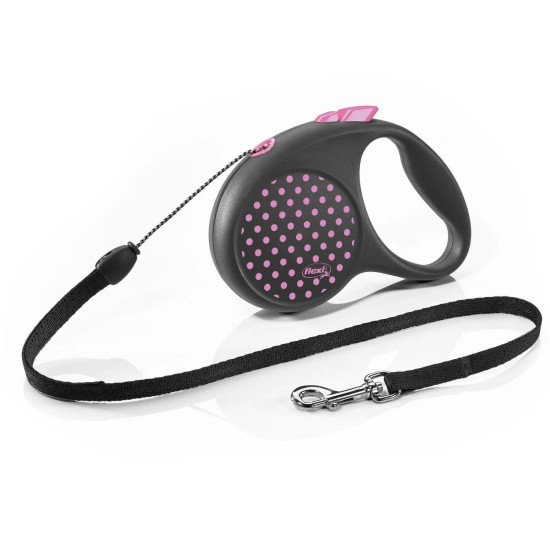 Lesa retractabila cu fir Flexi Fun Dots M Roz